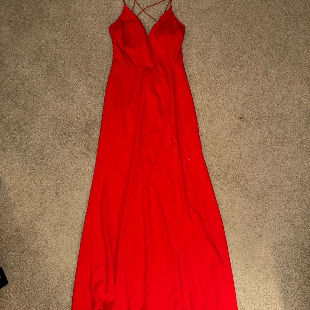 Elegant Red Backless Evening Gown